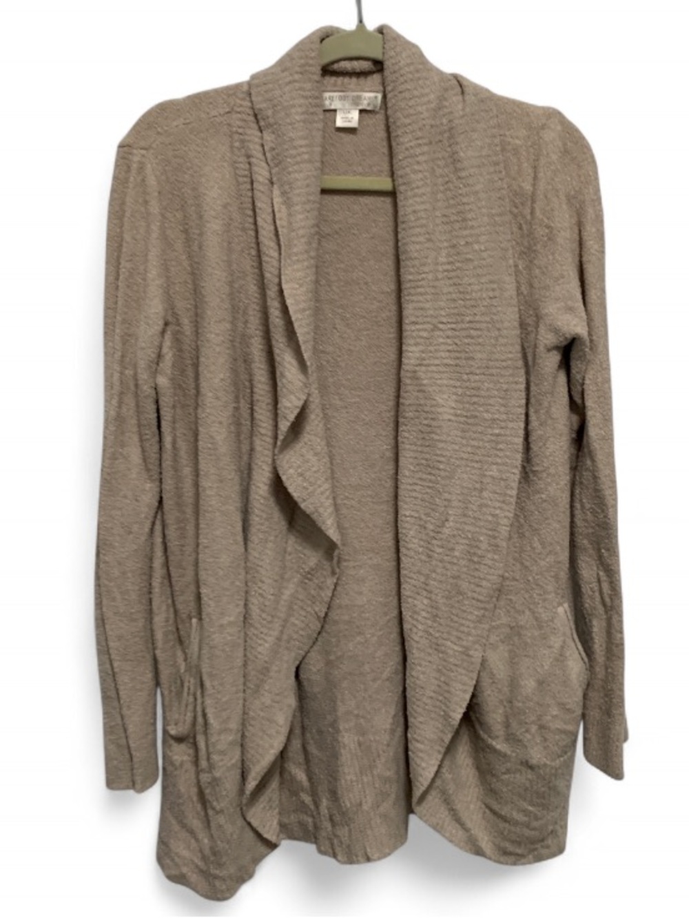 Barefoot Dreams Cozy Chic Lite Beige Open-Front Draped Circle Cardigan